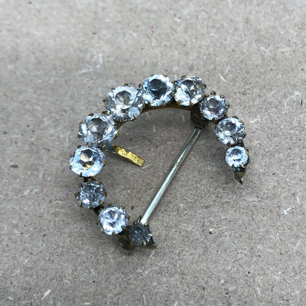 Antique PSCO Gold Tone Crystal Rhinestone Convertible Brooch Pin Pendant.